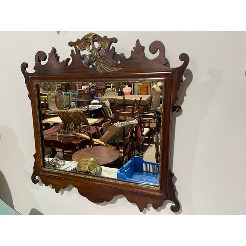 1021 - Pair of English mahogany Georgian revival mirrors, approx 57.5cm W x 56.5cm H (2)