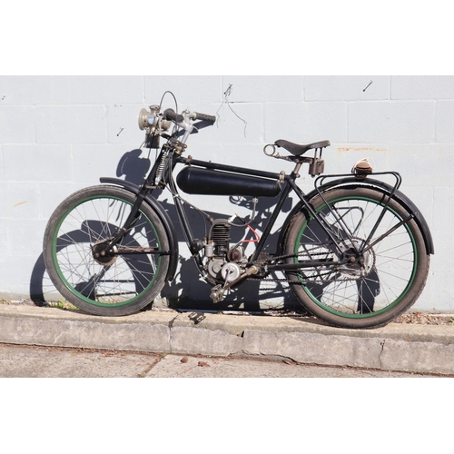 Rare French Peugeot Type P50 motorcycle with antique Apolo carbide front light, as found, untested