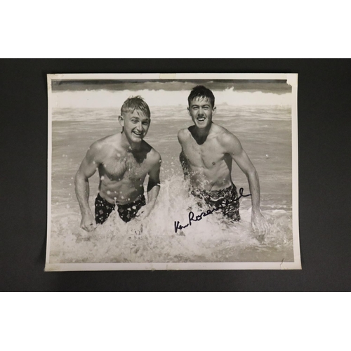 1039 - Three black and white photographs of Ken and Lew in the surf and cricket on the beach, Perth Western... 