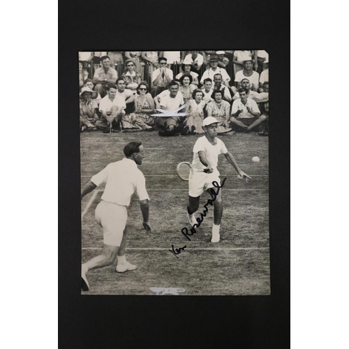 1050 - Two black and white photographs of Ken Rosewall with his Tennis partner and idol John Bromwich, vers... 