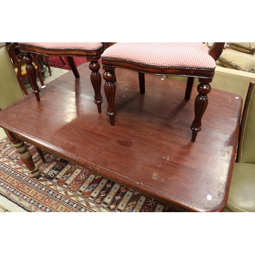 524 - Antique Australian cedar turned leg kitchen table, approx 70cm H x 150cm W x 115cm D