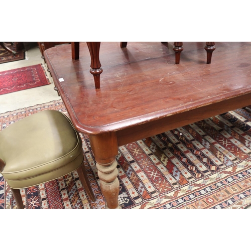 524 - Antique Australian cedar turned leg kitchen table, approx 70cm H x 150cm W x 115cm D