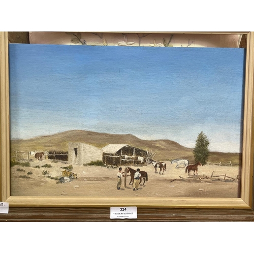 543 - D.B.F Hobson, oil,  farm scene, approx 23.5cm x 33.5cm