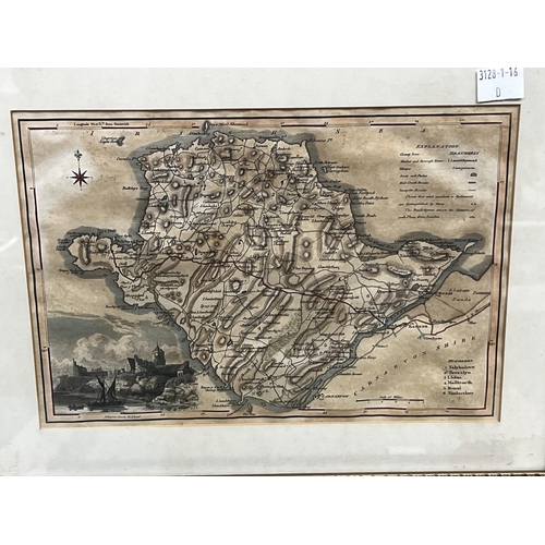 544 - Lithograph and map, frame approx 27cm x 35cm and smaller (2)