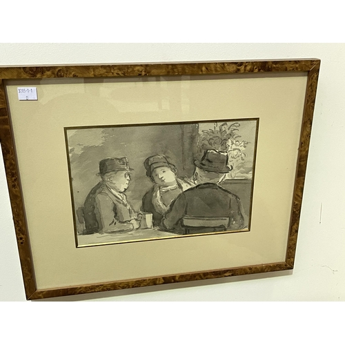 575 - Edward Ardizzone (1900-1979) Two elderly men and an elderly lady seated in conversation, signed and ... 