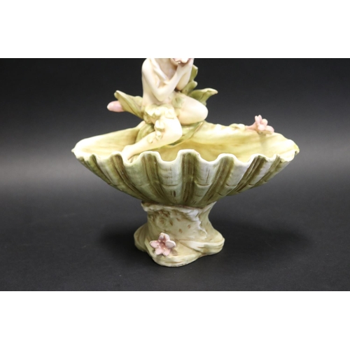 634 - Antique European porcelain figural shell bowl, approx 24.5cm wide