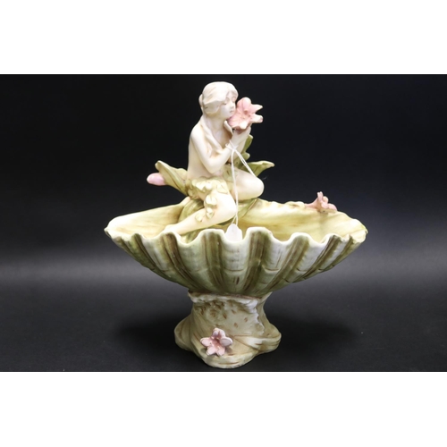 634 - Antique European porcelain figural shell bowl, approx 24.5cm wide