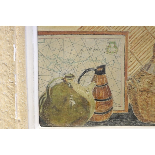 637 - Unknown, French school, Still life, oil on canvas with scratching out, approx 22.5cm x 14.5cm