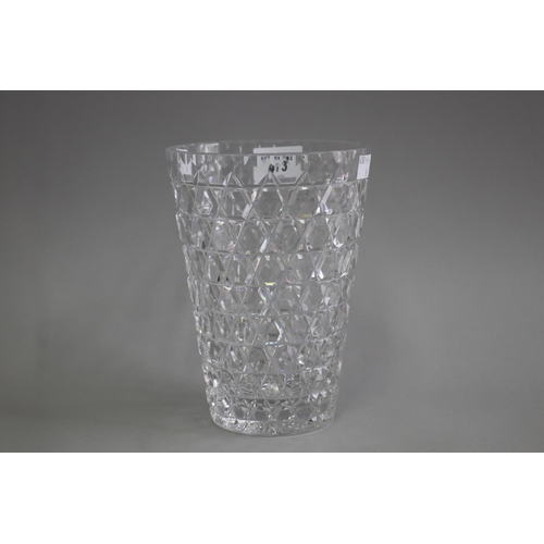 5 - Webb cut Crystal vase, approx 20cm H x 14.5cm dia
