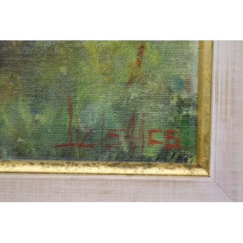 13 - Liz Isaacs, untitled, oil on canvas, signed lower right, approx 39cm x 46cm