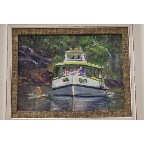 25 - Liz Isaacs, Sunday Cruising, oil on canvas, approx 29cm x 39cm