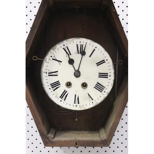 35 - Antique French inlaid mother of pearl wall clock, with no key, has pendulum, untested / unknown work... 