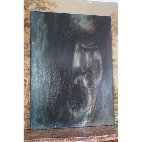 39 - Contemporary oil on canvas, screaming man, signed lower left Lexden 88, approx 122cm x 92cm
