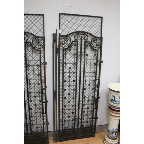 41 - Pair of unique French wrought iron doors, each approx 201cm H x 65cm W