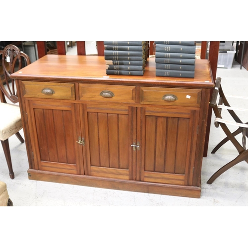 48 - Antique Edwardian sideboard with three drawers & three doors, approx 86cm H x 134cm W x 59cm D