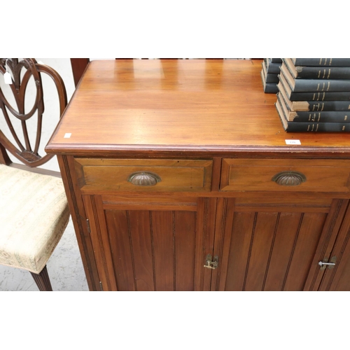48 - Antique Edwardian sideboard with three drawers & three doors, approx 86cm H x 134cm W x 59cm D