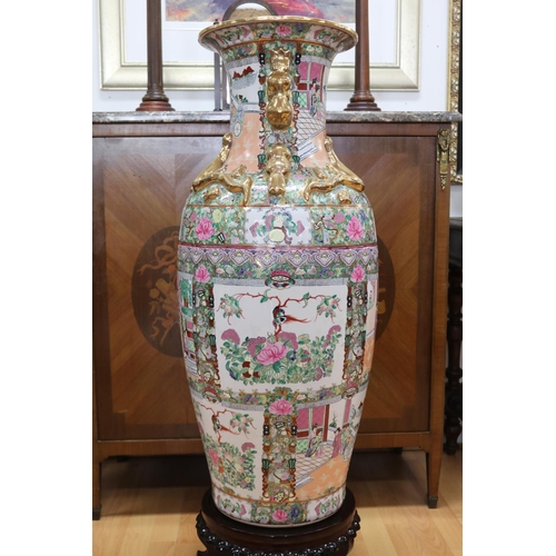 50 - Large Chinese porcelain Famille rose porcelain vase on  stand, approx 111cm H including stand