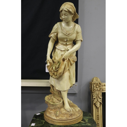 56 - Decorative painted resin figure of harvest girl, in the French style, approx 55cm H