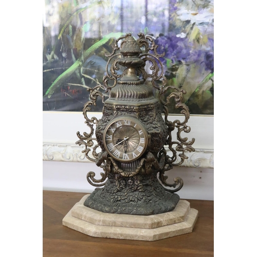 69 - French style mantle clock, battery operated, untested, approx 47cm H x 33cm W x 20cm D