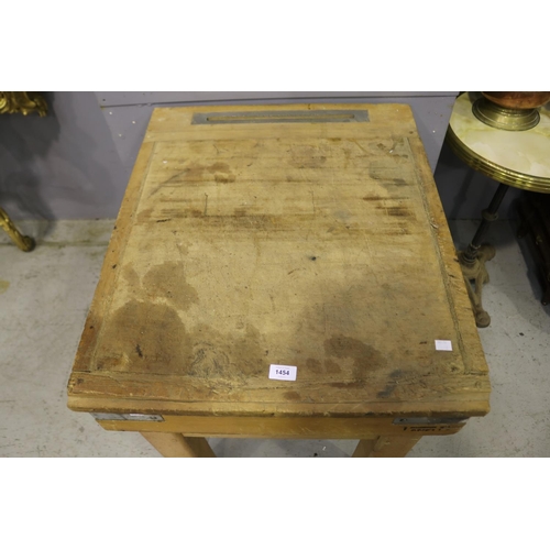 72 - Vintage French wooden chopping block table, stamped Societte Du Amelia,  approx 90cm H x 60cm W x 72... 