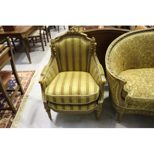 78 - Fine early 20th century French Louis XVI revival matched three piece suite, well carved frames, appr... 