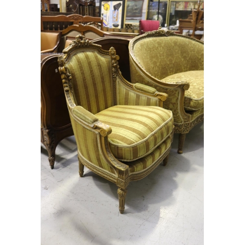 78 - Fine early 20th century French Louis XVI revival matched three piece suite, well carved frames, appr... 