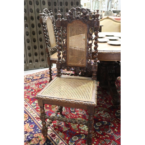 104 - Set of six antique French Henri II high back dining chairs, with carved frames & caned seats & backs... 