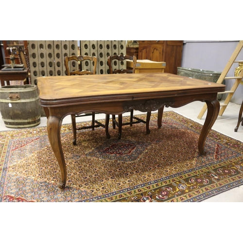 105 - Vintage French Louis XV style draw leaf dining table, approx 75cm H x 160cm W (closed) x 99cm D