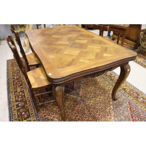 105 - Vintage French Louis XV style draw leaf dining table, approx 75cm H x 160cm W (closed) x 99cm D