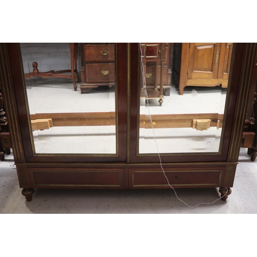 110 - Antique French Louis XVI style mirrored two door armoire, approx 242cm H x 140cm W x 50cm D