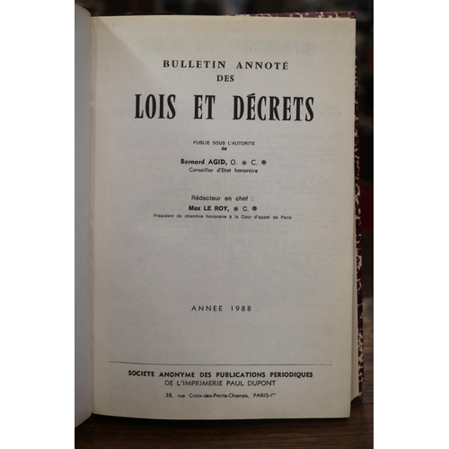 117 - Set of ten French books, Bulletin Annote Des Lois & Decrets 1979 - 1988 (10)
