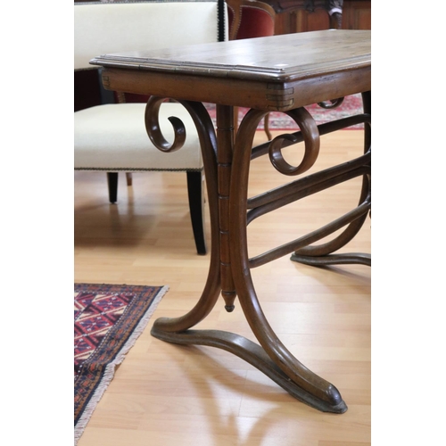 124 - Rare antique bentwood bistro table, possibly Thonet Model 962, unmarked, approx 71cm H x 93cm W x 54... 