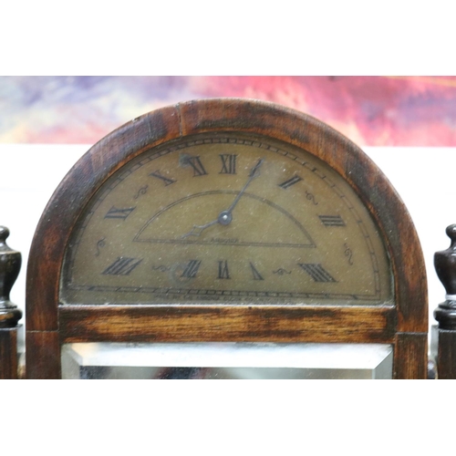 133 - Antique Ansonia clock in the form of a cheval mirror, untested, approx 33cm h x 24cm W x 7cm D