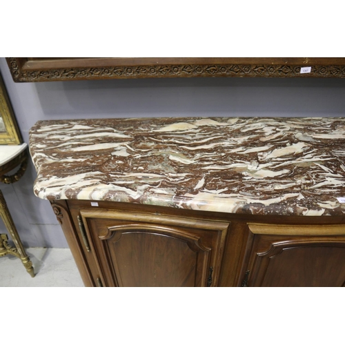 134 - Vintage French Louis XV style marble topped enfilade sideboard, AF to marble, approx 98cm H x 227cm ... 