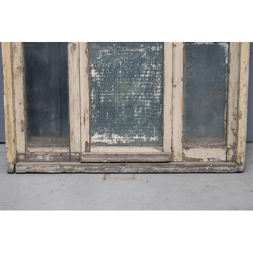 143 - Tall French wooden arched frame window, with original fitted hardware, some glass missing, approx 42... 