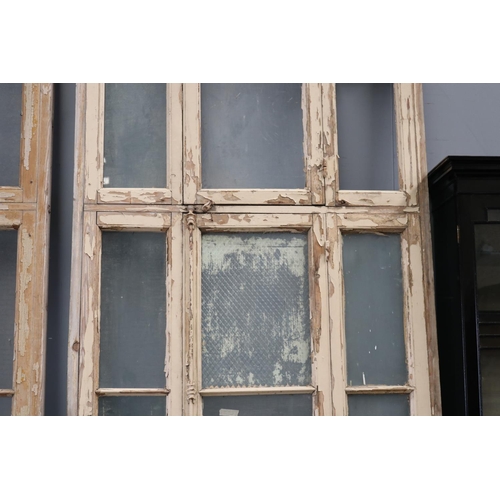 143 - Tall French wooden arched frame window, with original fitted hardware, some glass missing, approx 42... 