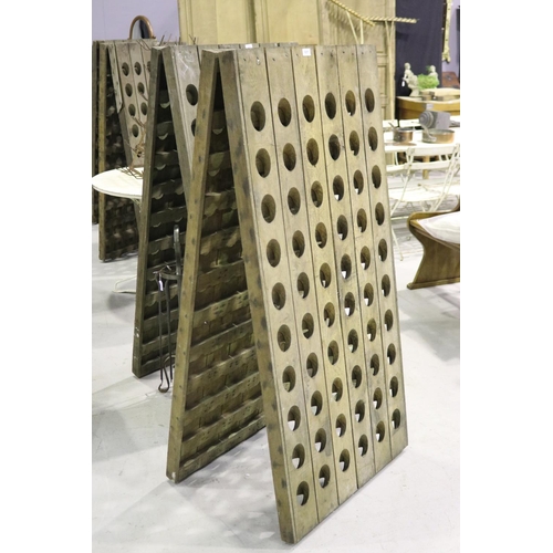 152 - French oak champagne A frame riddling rack, approx 150cm H x 73cm W