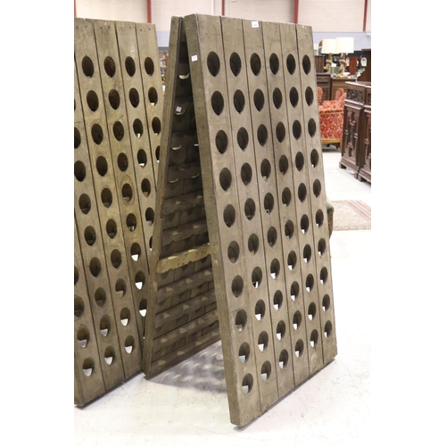 156 - French oak champagne A frame riddling rack, approx 152cm H x 73cm W