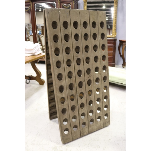 156 - French oak champagne A frame riddling rack, approx 152cm H x 73cm W