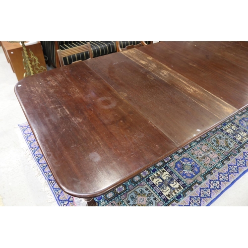 158 - Antique English turned leg dining table with two leaves, approx 75cm H x 292cm W x 144cm D