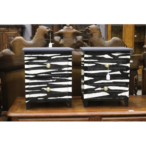 159 - Pair of small scale zebra painted chest of drawers, approx 45.5cm H x 35cm W x 25cm D (2)