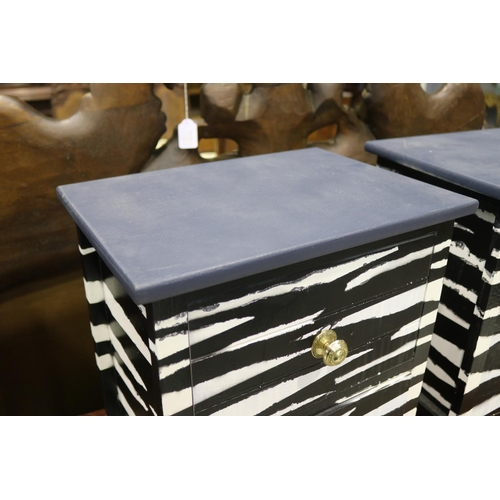 159 - Pair of small scale zebra painted chest of drawers, approx 45.5cm H x 35cm W x 25cm D (2)