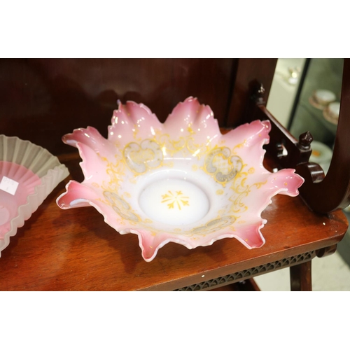 163 - Two antique milk glass bowls and another, approx 10cm H x 27cm Dia and smaller  (3)