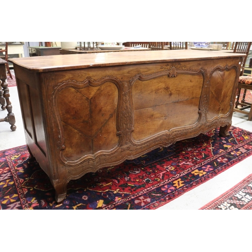 168 - Antique French Louis XV style desk, converted from an early coffer, approx 81cm H x 185cm W x 75cm D