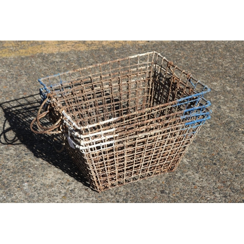 175 - Four French wire work oyster baskets, each approx 25cm H x 49cm W x 40cm D (4)