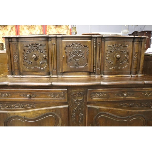 181 - Antique early 20th century French Louis style two height buffet, approx 149cm H x 159cm W x 52cm D