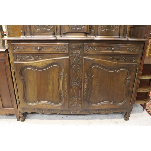 181 - Antique early 20th century French Louis style two height buffet, approx 149cm H x 159cm W x 52cm D