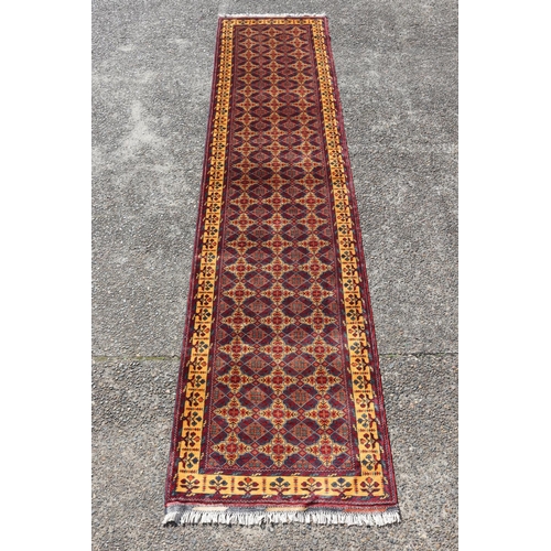 191 - Afghan Kundus handwoven wool runner, approx 391cm x 91cm