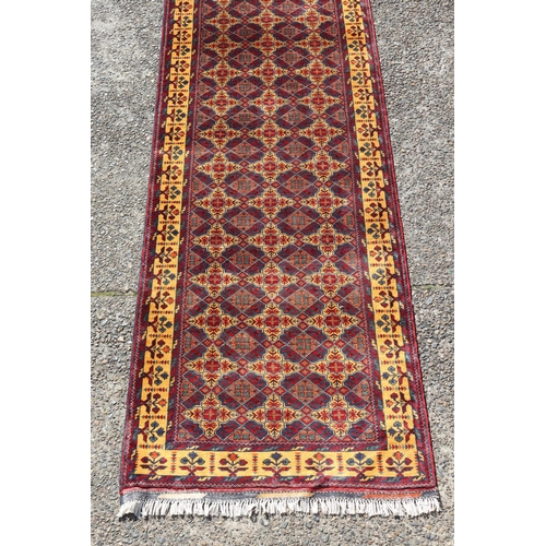 191 - Afghan Kundus handwoven wool runner, approx 391cm x 91cm