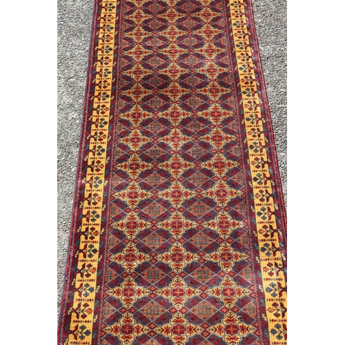 191 - Afghan Kundus handwoven wool runner, approx 391cm x 91cm